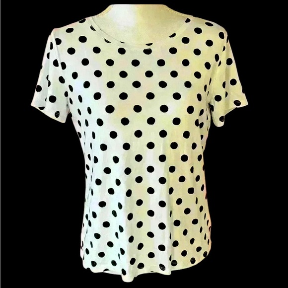 Ann Taylor white with black polka tot tee. Excellent condition. Medium. - Picture 1 of 8